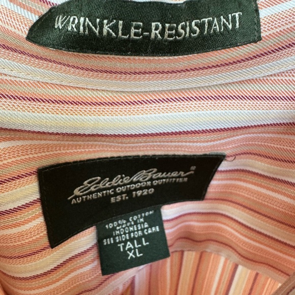 Eddie Bauer Mens Relaxed Fit Button Shirt Wrinkle Resist 100% Cotton striped - Picture 5 of 7